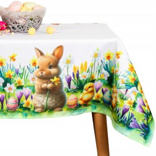 Plamoodporný obrus Veľkonočný biely 140x200 cm